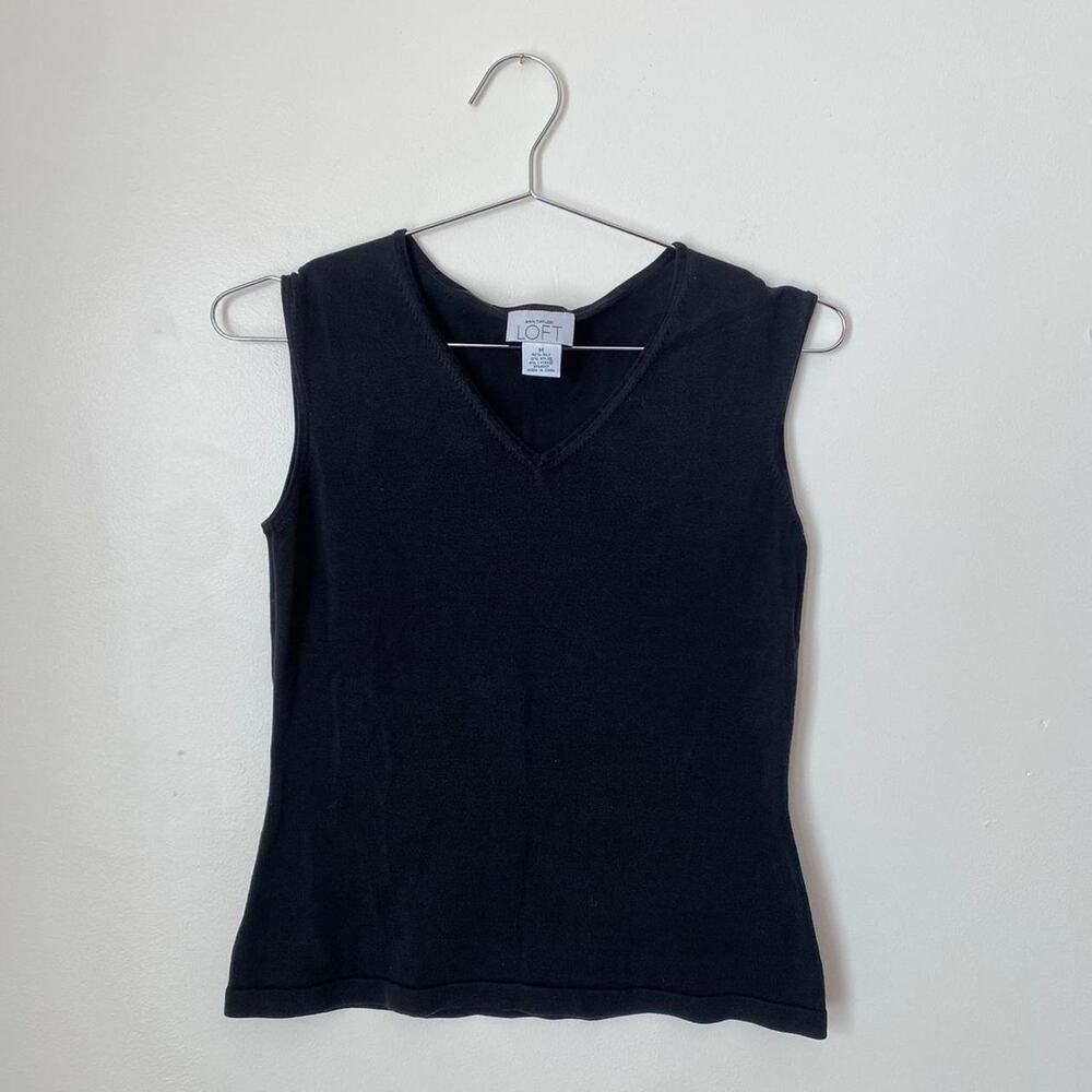 Vintage Ann Taylor Black Silk Sweater Vest Women's Medium